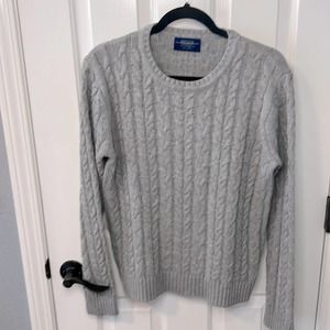 PULL&BEAR Heather Gray Cable Knit Sweater Size - Medium